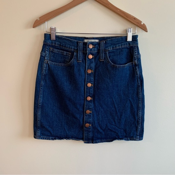 Madewell Stretch Denim Straight Mini Skirt Button-Front Edition - Picture 4 of 6